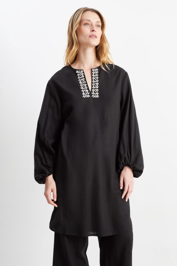Women - Rangsutra x C&A - tunic dress - linen blend - black