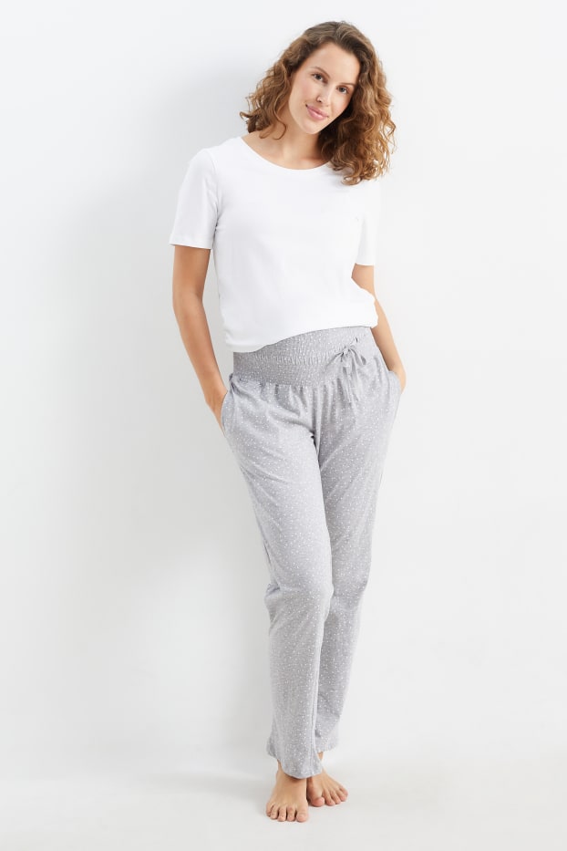 Femmes - Bas de pyjama de grossesse - à pois - gris