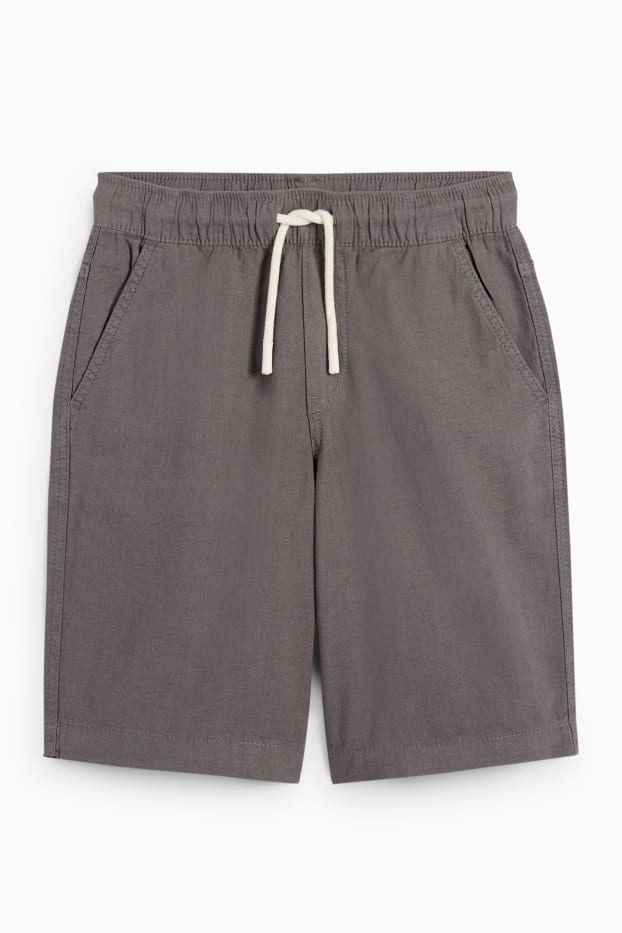 Children Boys - Bermuda shorts - linen blend - dark gray