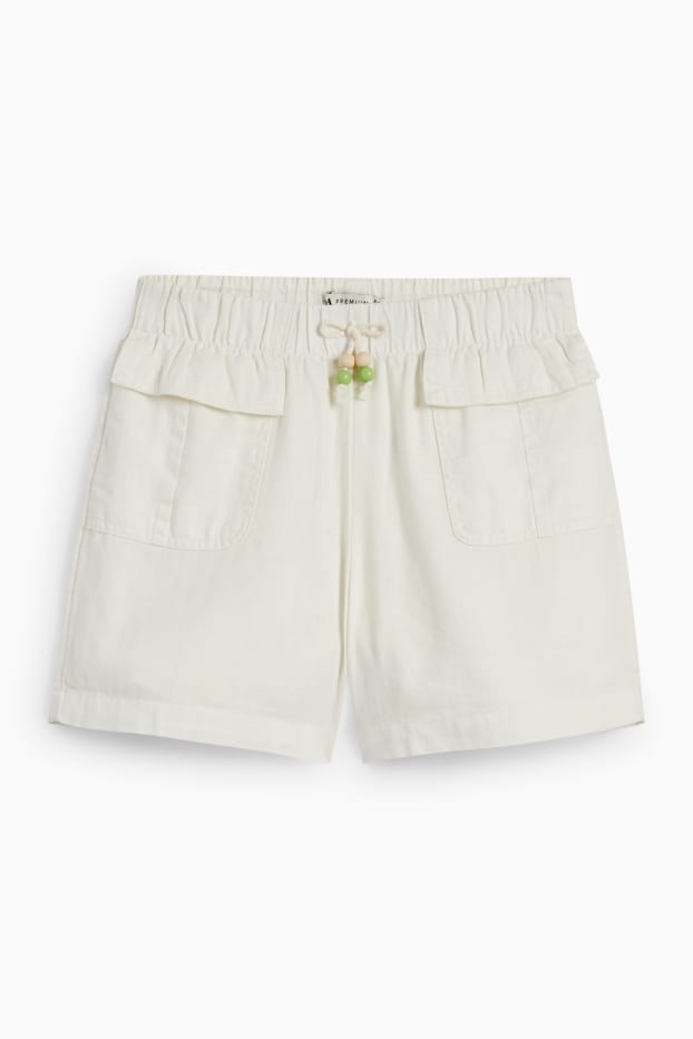 Kinderen: meisjes - Shorts - linnenmix - crème wit