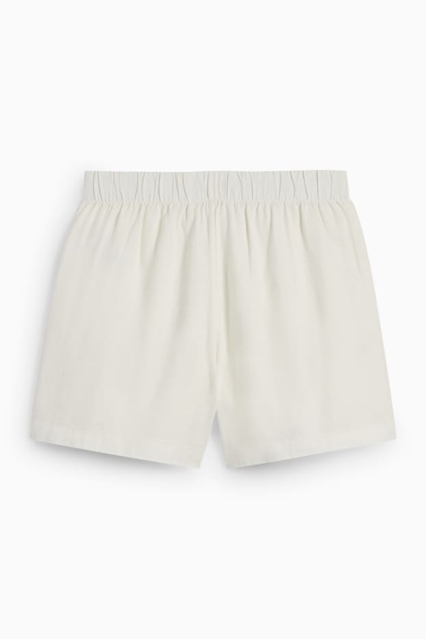 Kinderen: meisjes - Shorts - linnenmix - crème wit