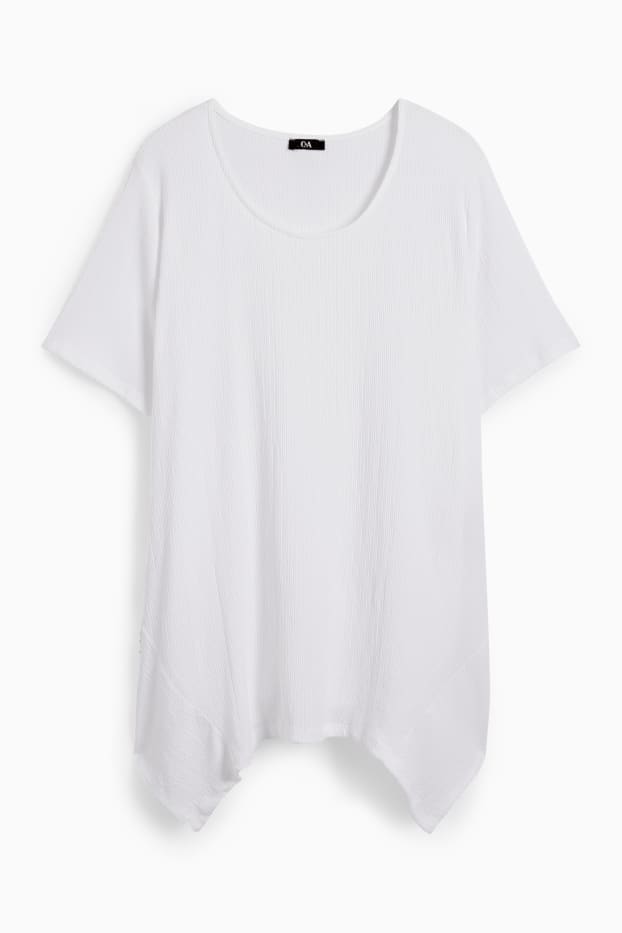 Dames - T-shirt - met structuur - crème wit