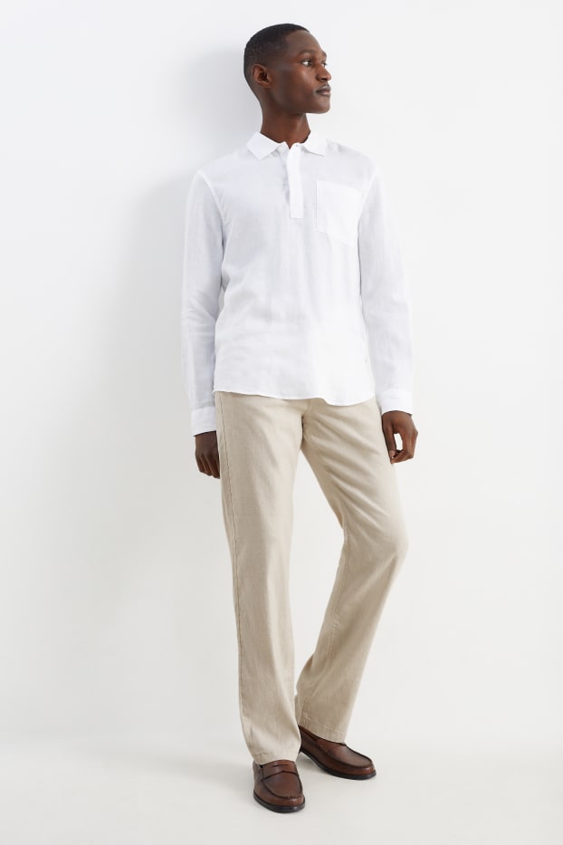Men - Trousers - regular fit - linen blend - light beige