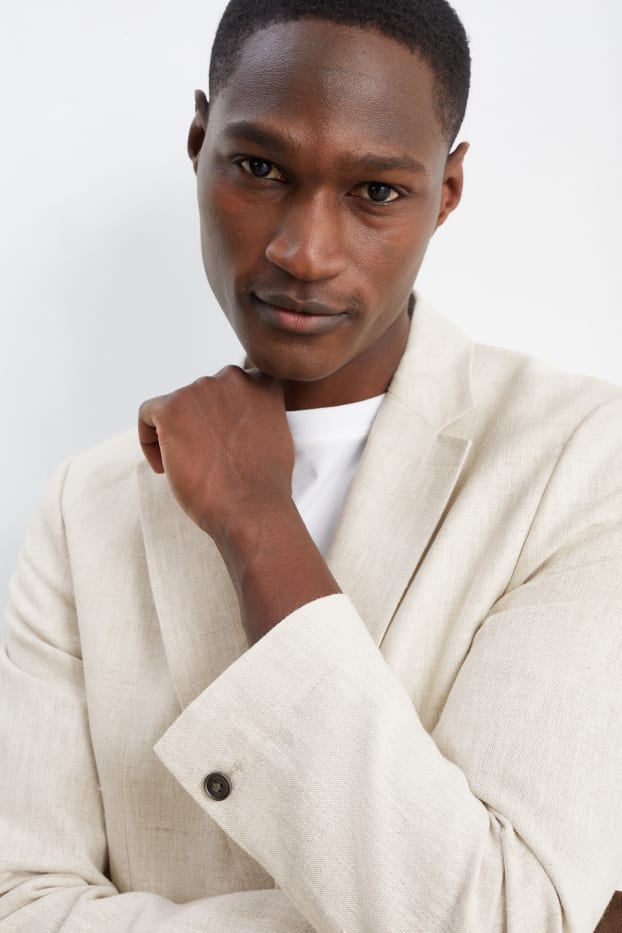 Men - Tailored jacket - slim fit - linen blend - light beige