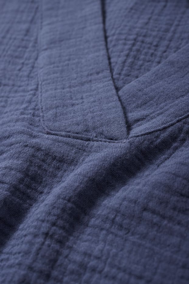 Damen - Musselin-Bluse mit V-Ausschnitt - dunkelblau
