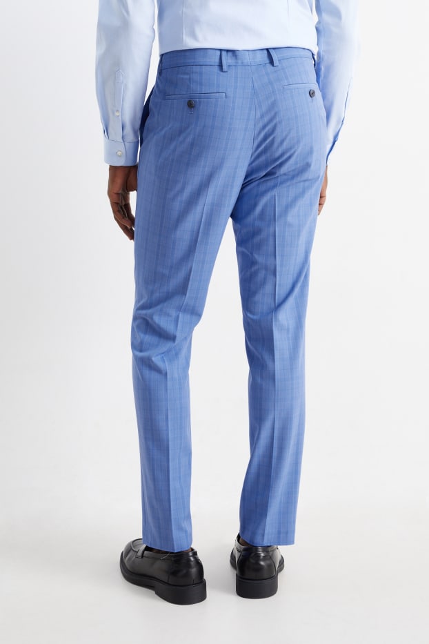 Hombre - Pantalón de vestir - colección modular - slim fit - Flex - 4 Way Stretch - de cuadros - azul