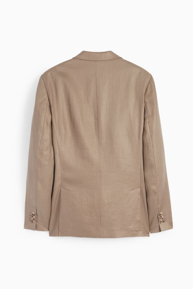 Pánské - Oblekové lněné sako - slim fit - béžová