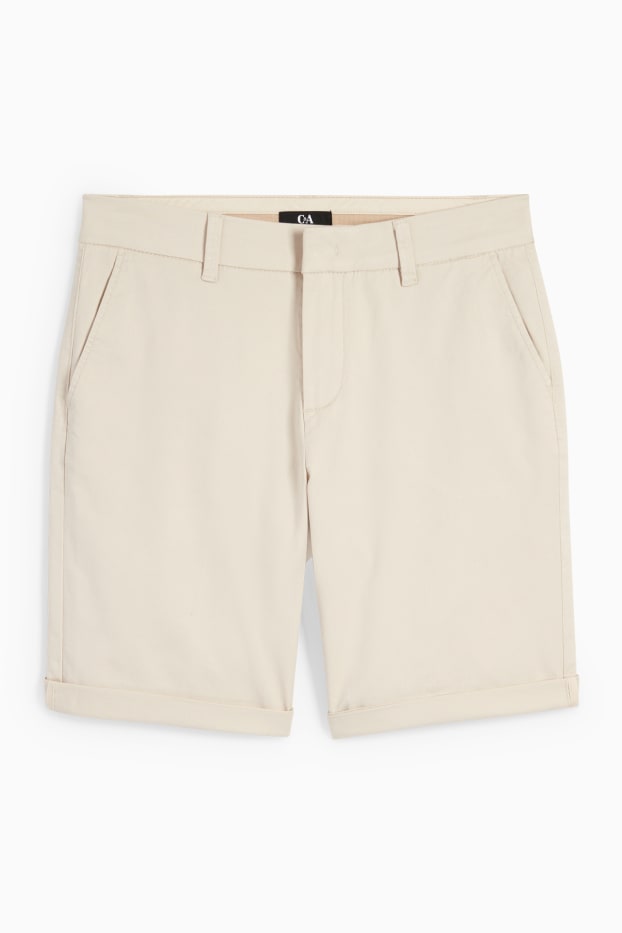 Women - Basic Bermuda shorts - mid-rise waist - light beige