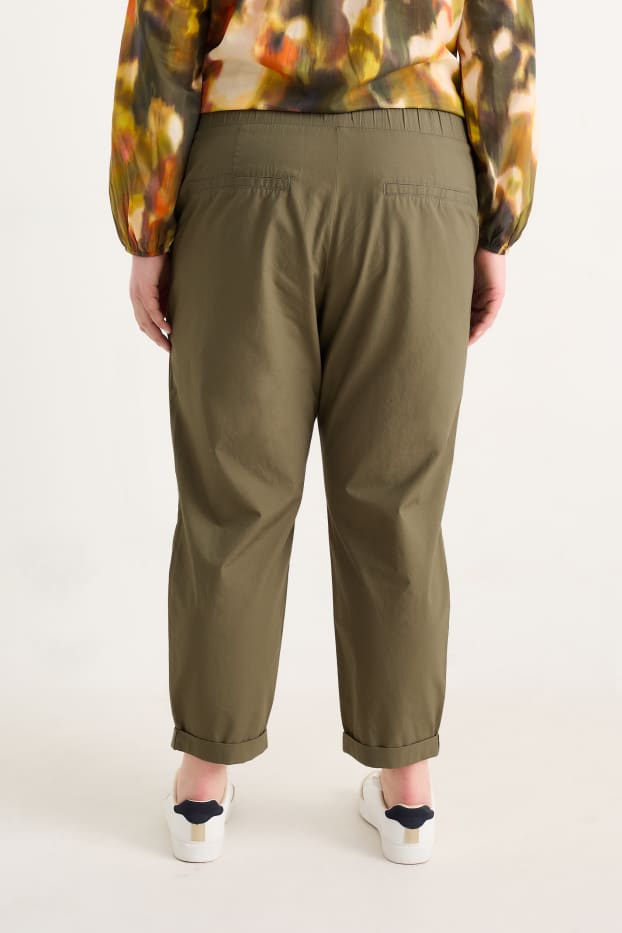 Women - Cloth trousers - mid-rise waist - tapered fit - dark green