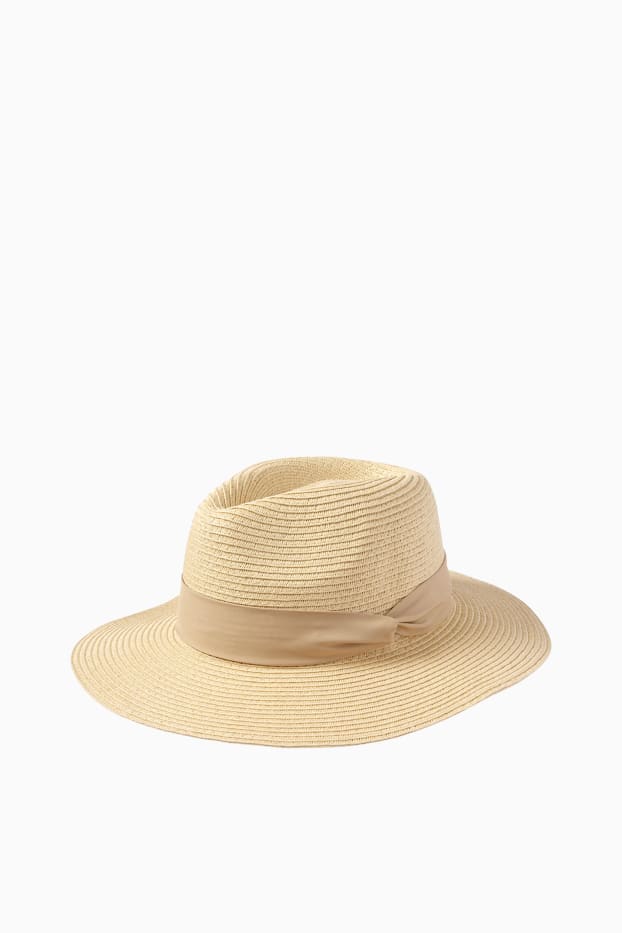 Dames - Strohoed - licht beige