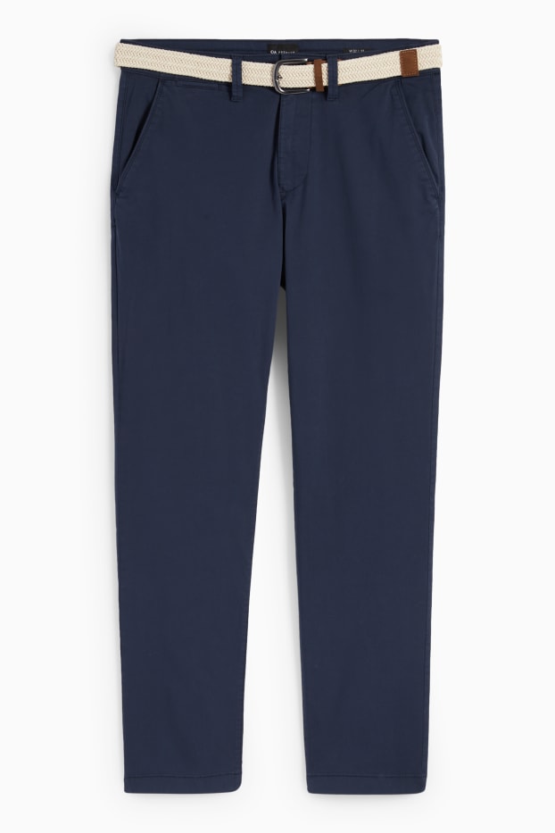 Herren - Chino mit Gürtel - Regular Fit - dunkelblau