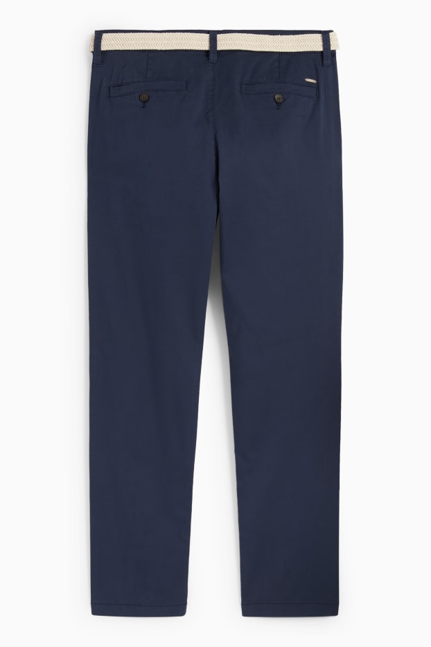 Herren - Chino mit Gürtel - Regular Fit - dunkelblau