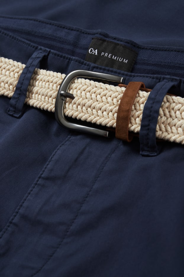Herren - Chino mit Gürtel - Regular Fit - dunkelblau