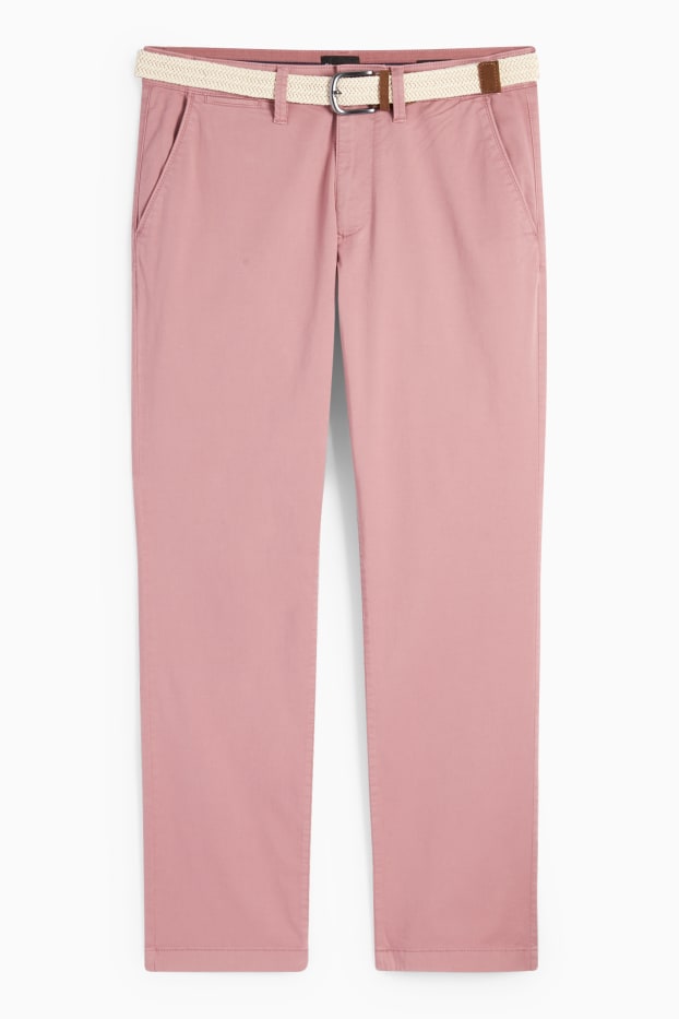 Heren - Chino met riem - regular fit - donker rose