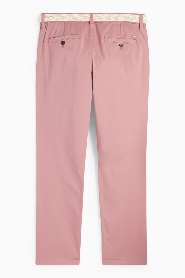 Heren - Chino met riem - regular fit - donker rose