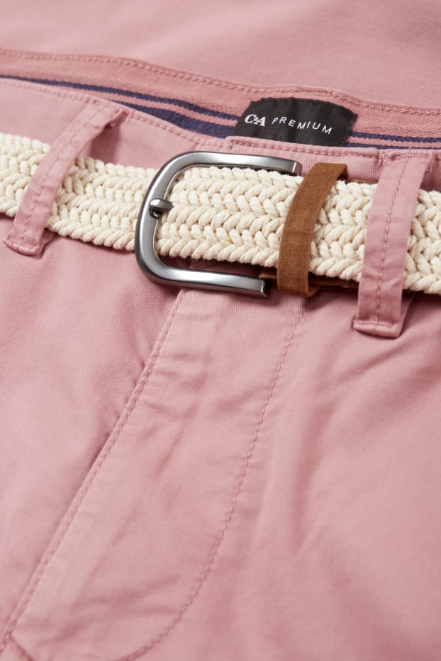 Heren - Chino met riem - regular fit - donker rose