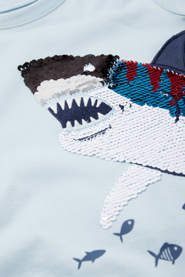 Children Boys - Shark - set - short sleeve T-shirt and sweat shorts - 2 piece - light blue