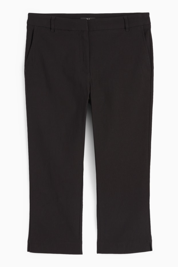 Damen - Caprihose - Mid Waist - Slim Fit - schwarz