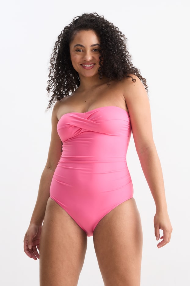 Dames - Badpak met plooiingen - voorgevormd - LYCRA® XTRA LIFE™ - fuchsiarood