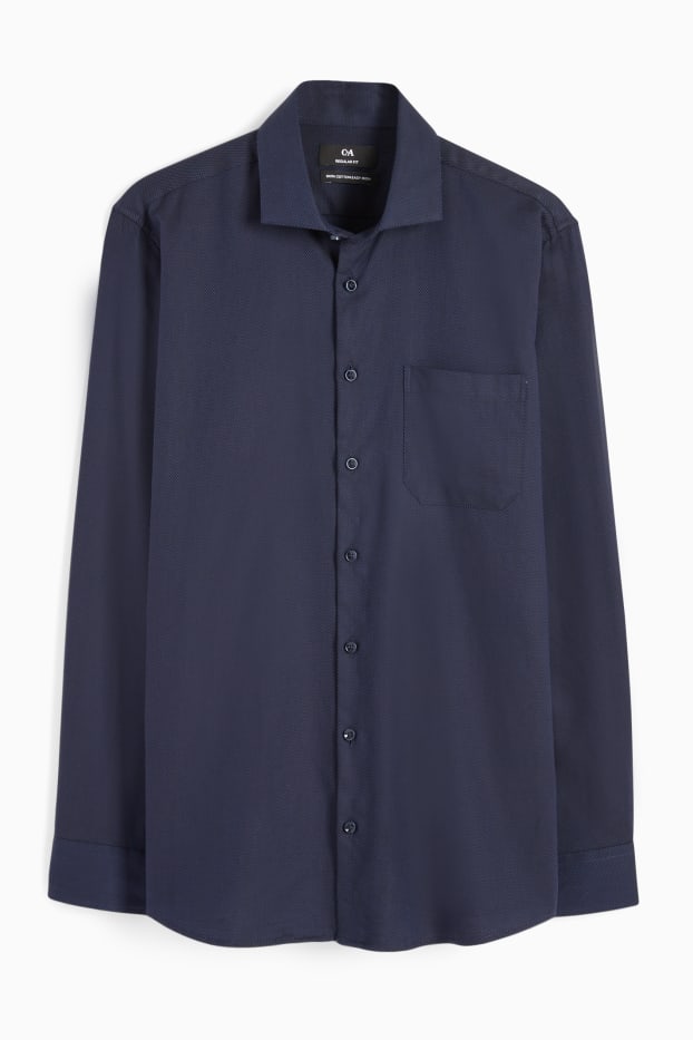 Home - Camisa formal - regular fit - cutaway - fàcil de planxar - blau fosc