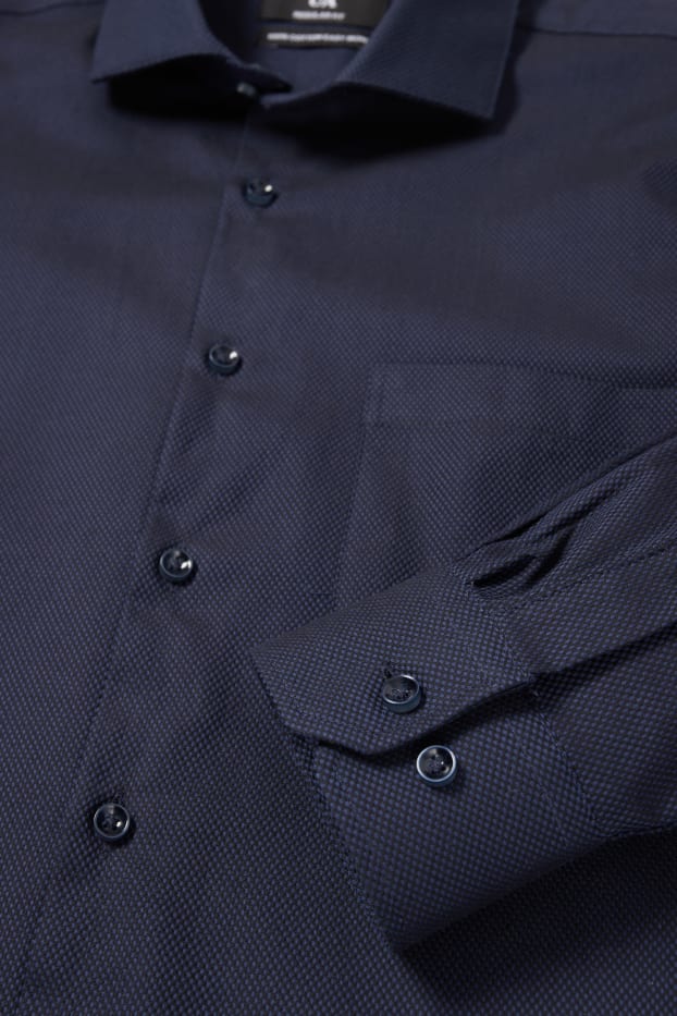 Home - Camisa formal - regular fit - cutaway - fàcil de planxar - blau fosc