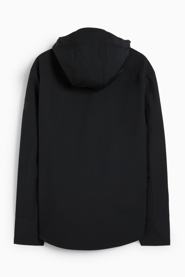 Hommes - Veste softshell à capuche - déperlante - 4 Way Stretch - noir