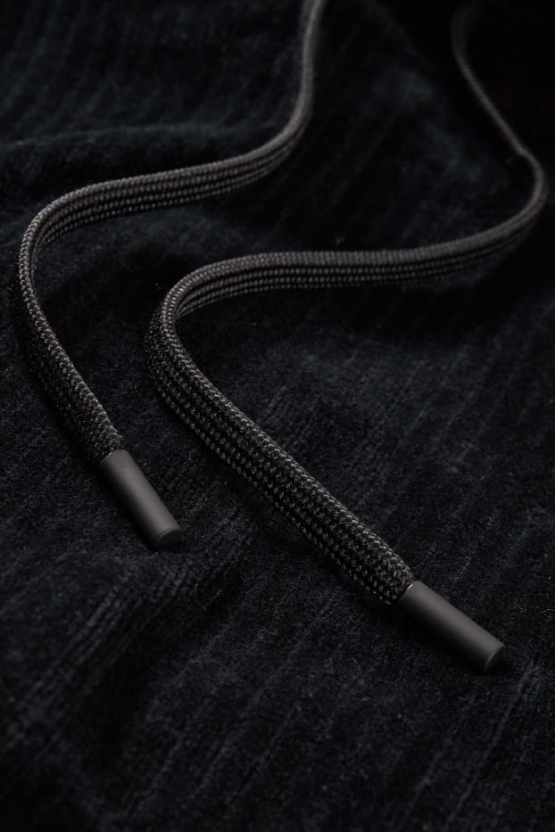 Uomo - Felpa di velluto con cappuccio - nero