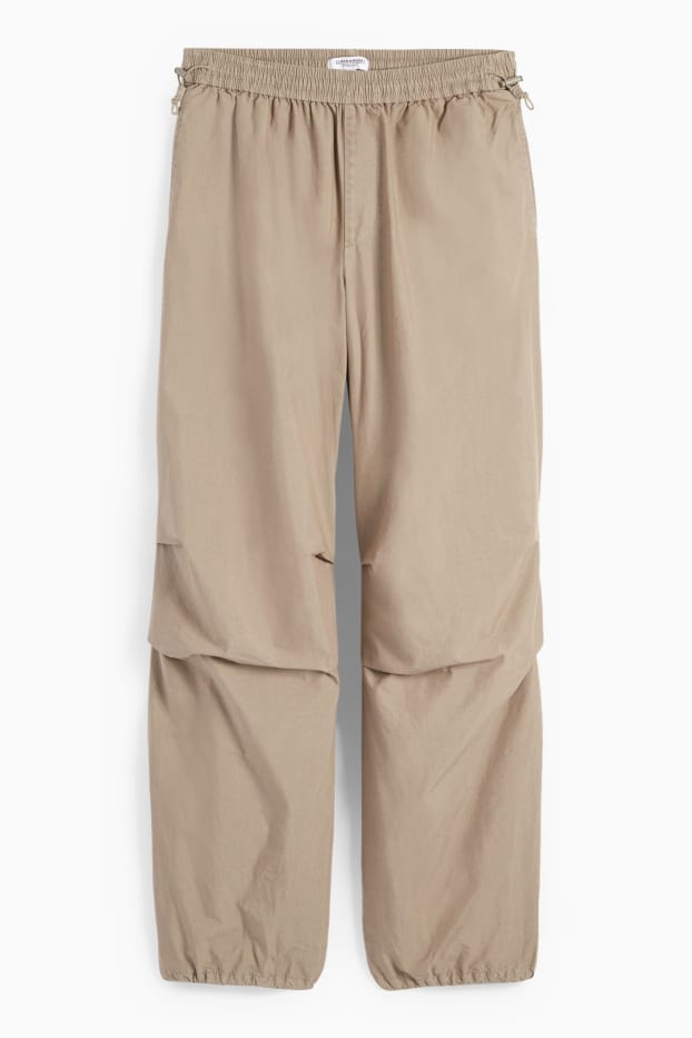 Dámské - Plátěné kalhoty - mid waist - straight fit - světle hnědá