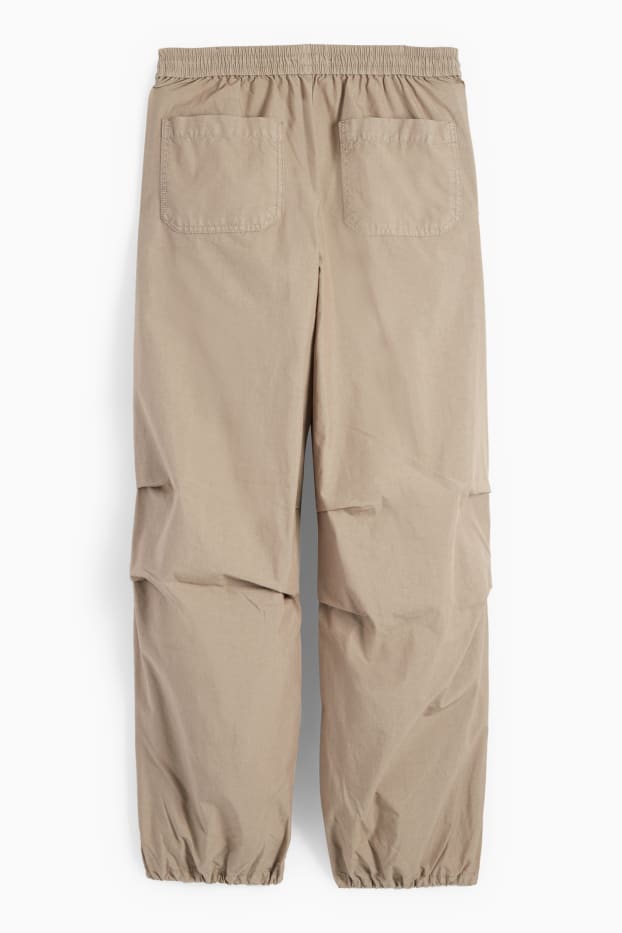 Dámské - Plátěné kalhoty - mid waist - straight fit - světle hnědá