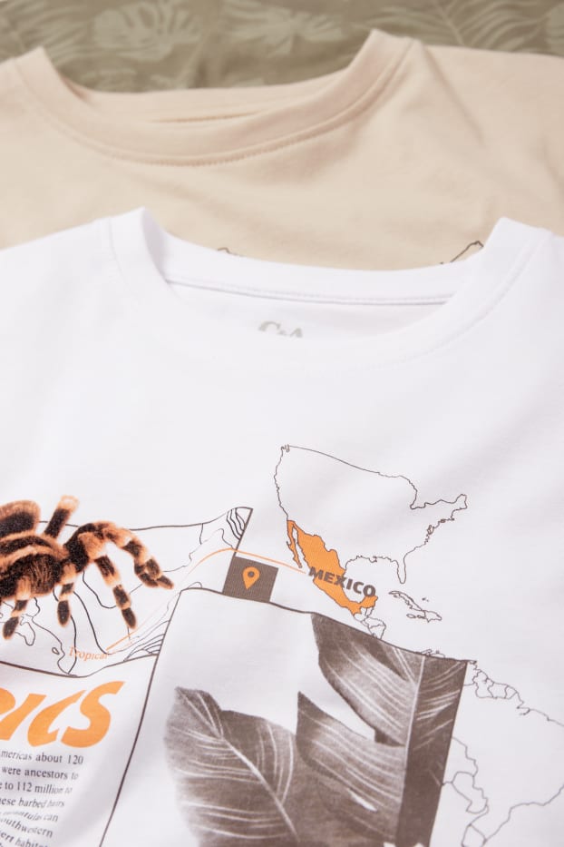 Kinder Jungen - Multipack 3er - Dschungel - Kurzarmshirt - weiß