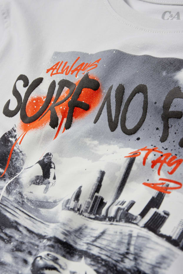 Kinder Jungen - Surfer - Kurzarmshirt - hellgrau