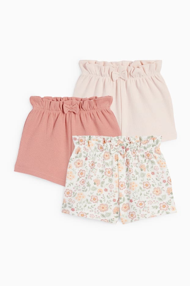 Bébés filles - Lot de 3 - petites fleurs - shorts pour bébé - blanc crème