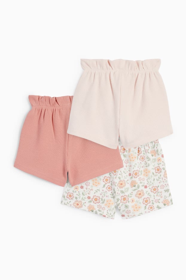 Bébés filles - Lot de 3 - petites fleurs - shorts pour bébé - blanc crème