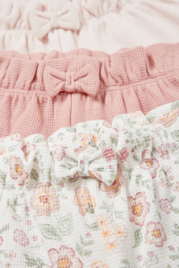Bébés filles - Lot de 3 - petites fleurs - shorts pour bébé - blanc crème