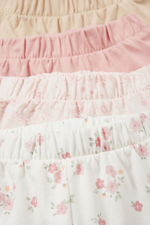 Bebeluși - fete - Multipack 4 buc. - floricele - pantaloni scurți bebeluși - alb-crem