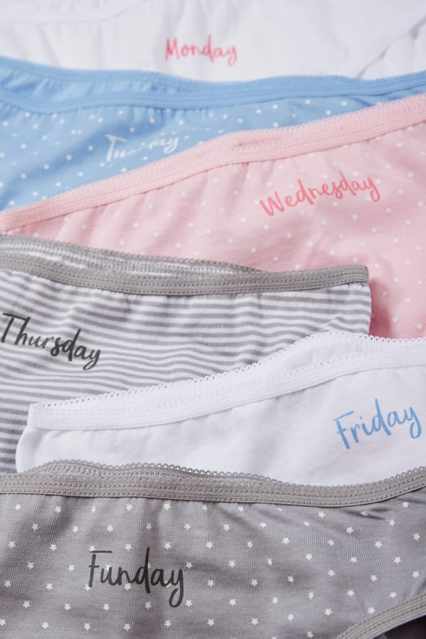 Enfants filles - Lot de 6 - jours de la semaine - culottes - blanc crème
