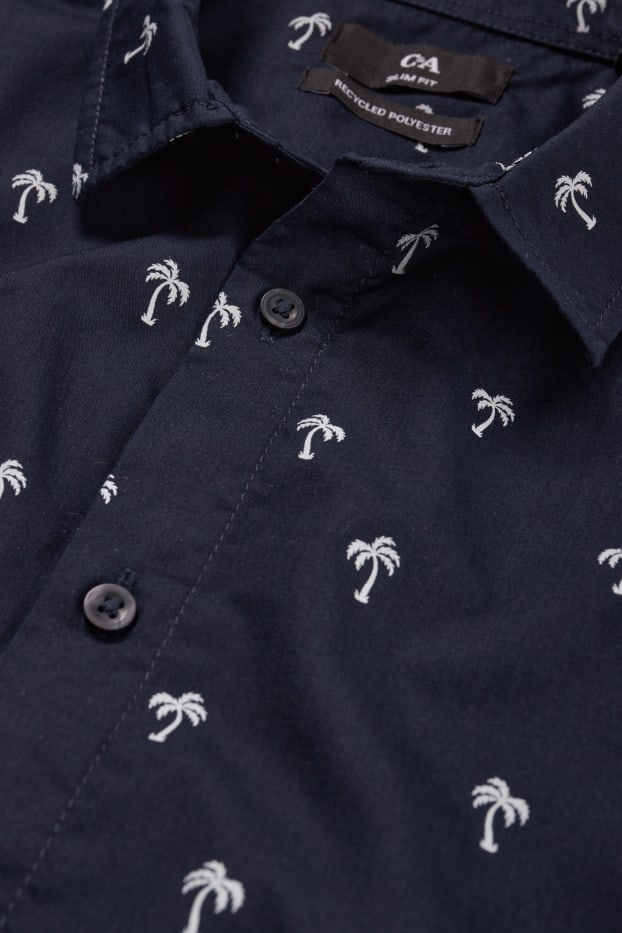 Home - Camisa - slim fit - coll kent - blau fosc