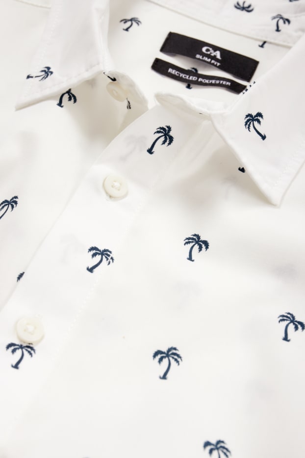 Home - Camisa - slim fit - coll kent - blanc trencat