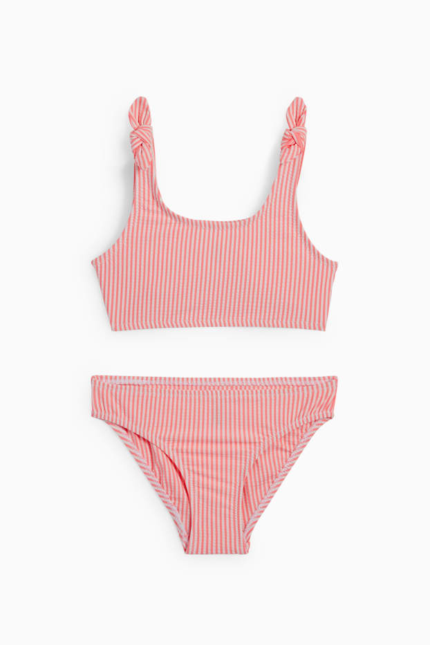 Kinder Mädchen - Bikini - LYCRA® XTRA LIFE™ - 2 teilig - gestreift - pink