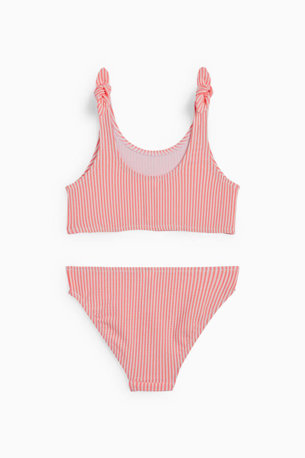 Kinder Mädchen - Bikini - LYCRA® XTRA LIFE™ - 2 teilig - gestreift - pink