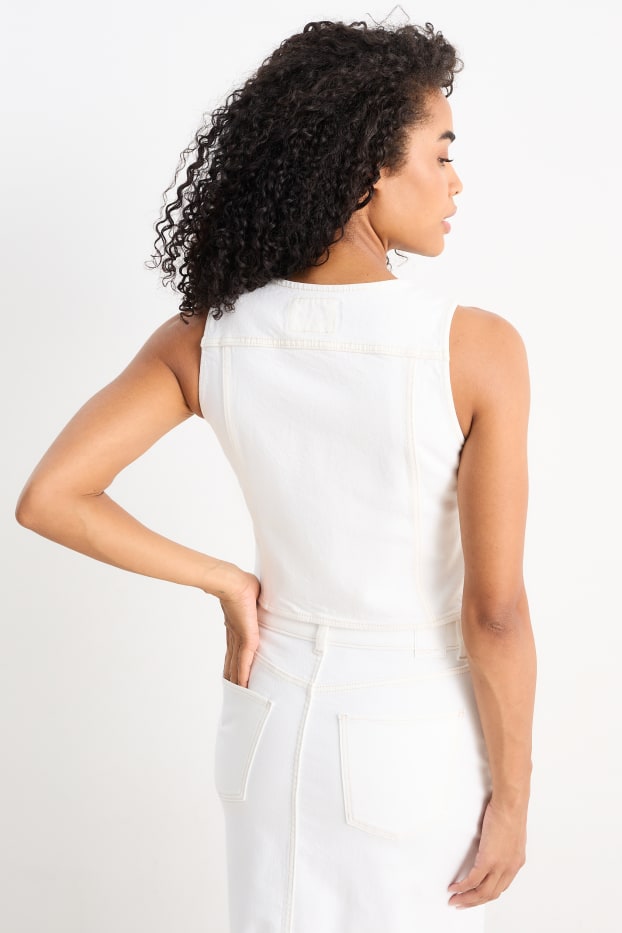 Femmes - Gilet sans manches en jean - blanc crème