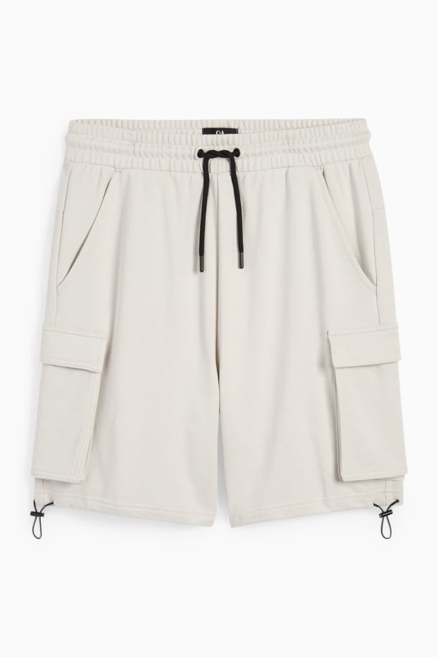 Hommes - Short cargo en molleton - gris clair