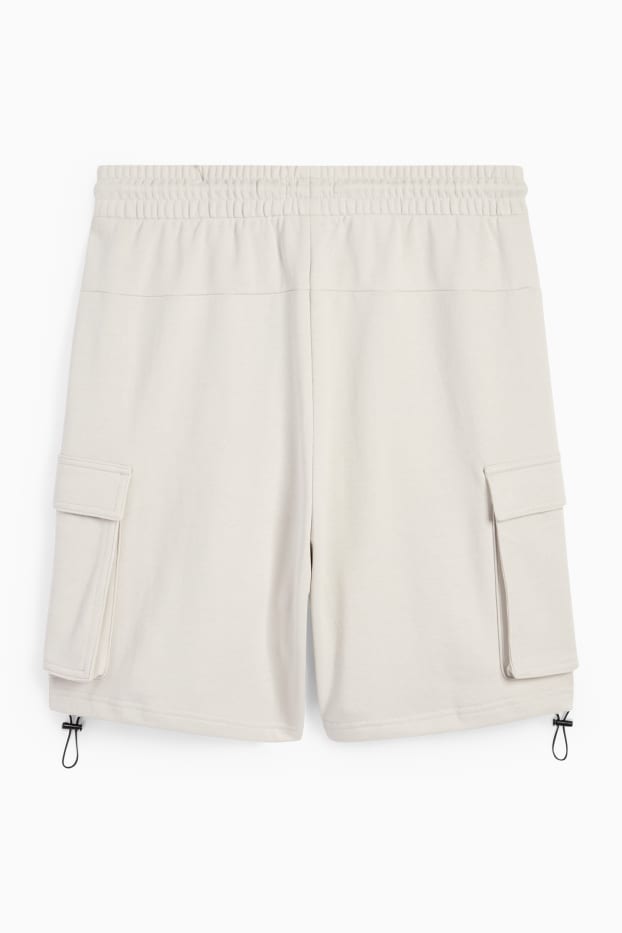 Hommes - Short cargo en molleton - gris clair