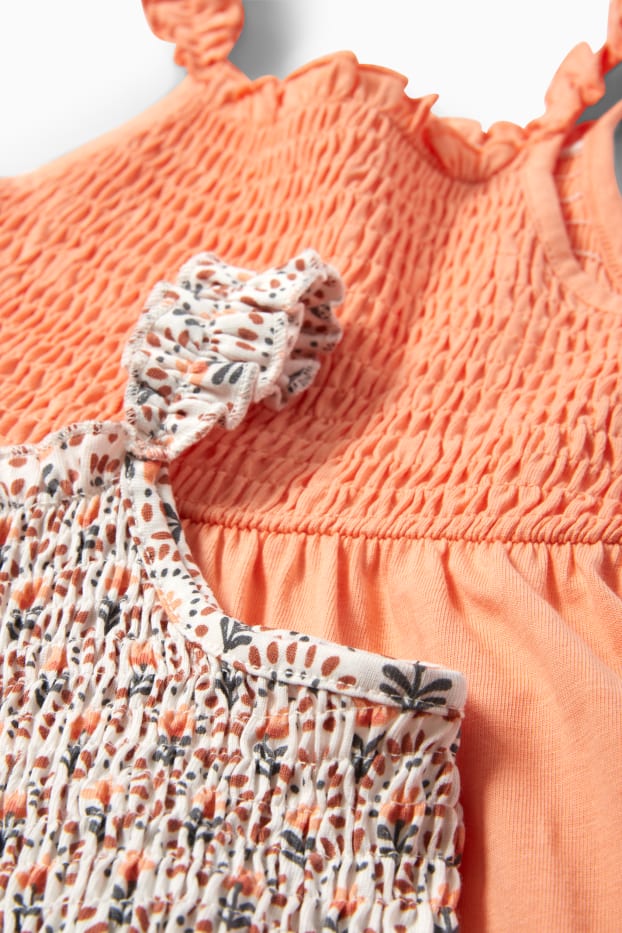 Kinder Mädchen - Multipack 2er - Blume - Kleid - orange