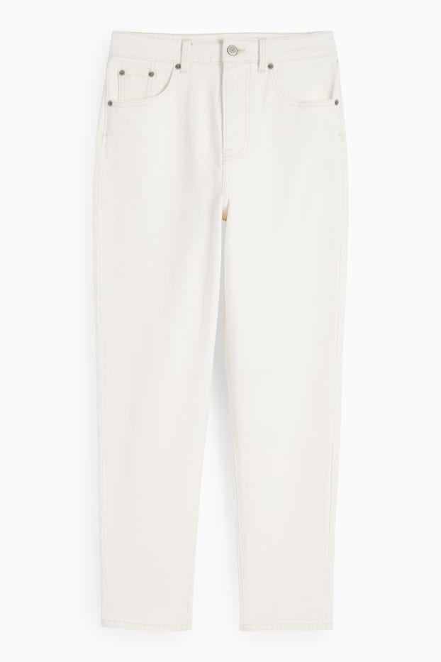 Dámské - Mom jeans - high waist - krémově bílá