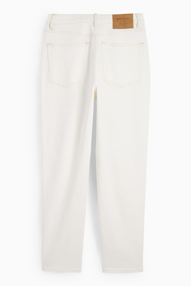 Dámské - Mom jeans - high waist - krémově bílá