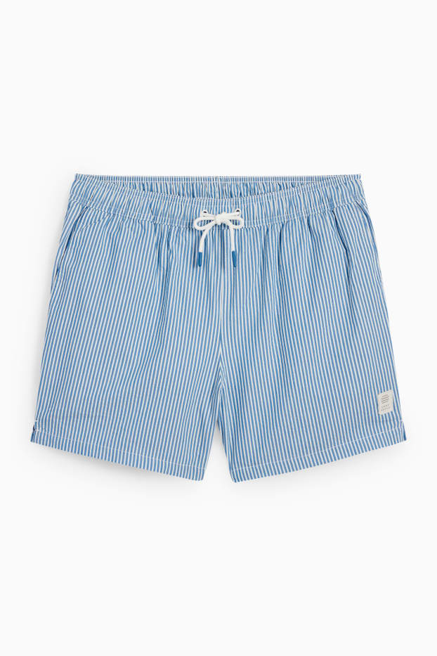 Uomo - Shorts da mare - a righe - bianco / azzurro