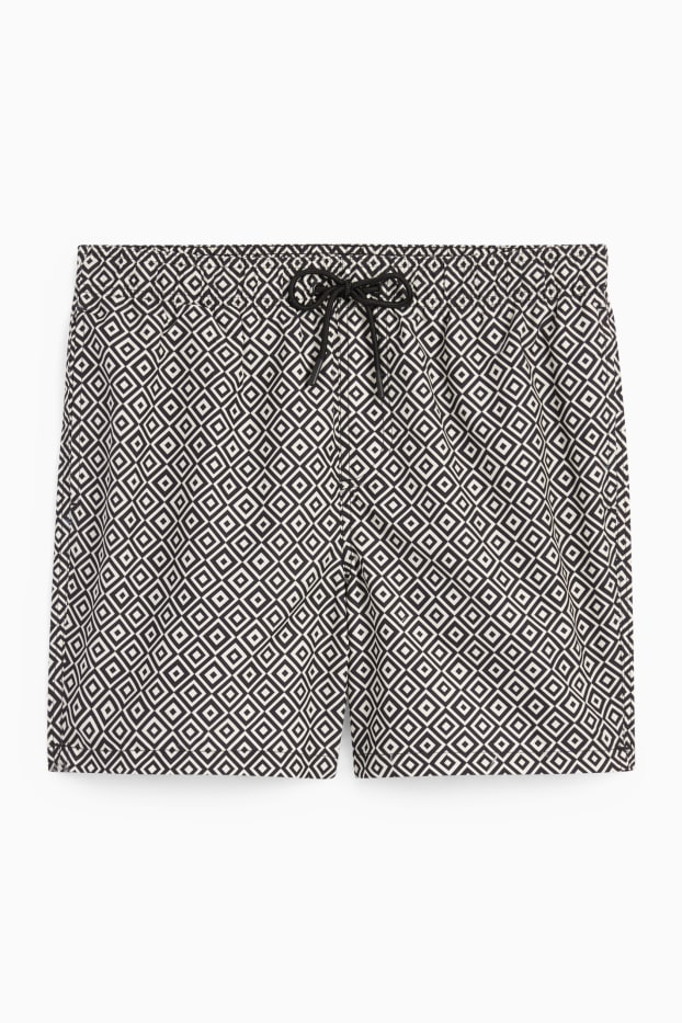 Hommes - Short de bain - à motif - noir / blanc