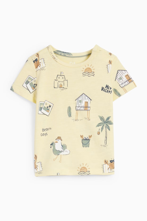 Bebeluși - băieți - Plajă - tricou cu mânecă scurtă bebeluși - galben deschis