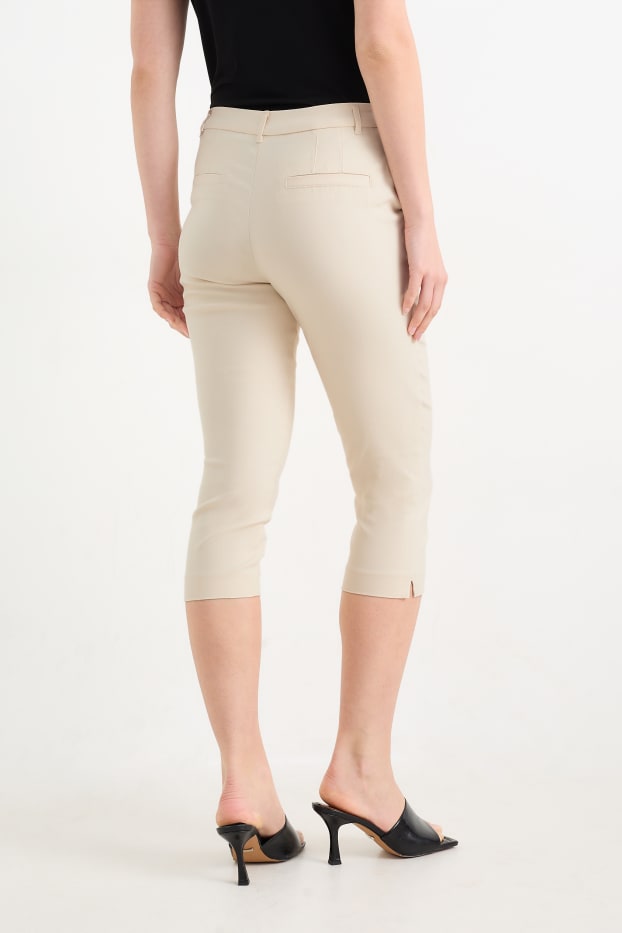 Damen - Caprihose - Mid Waist - Slim Fit - hellbeige